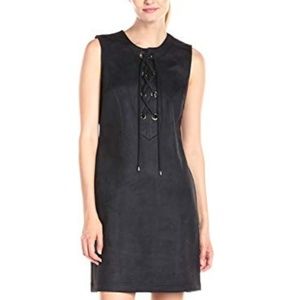 Sharagano micro suede sheath career dress
